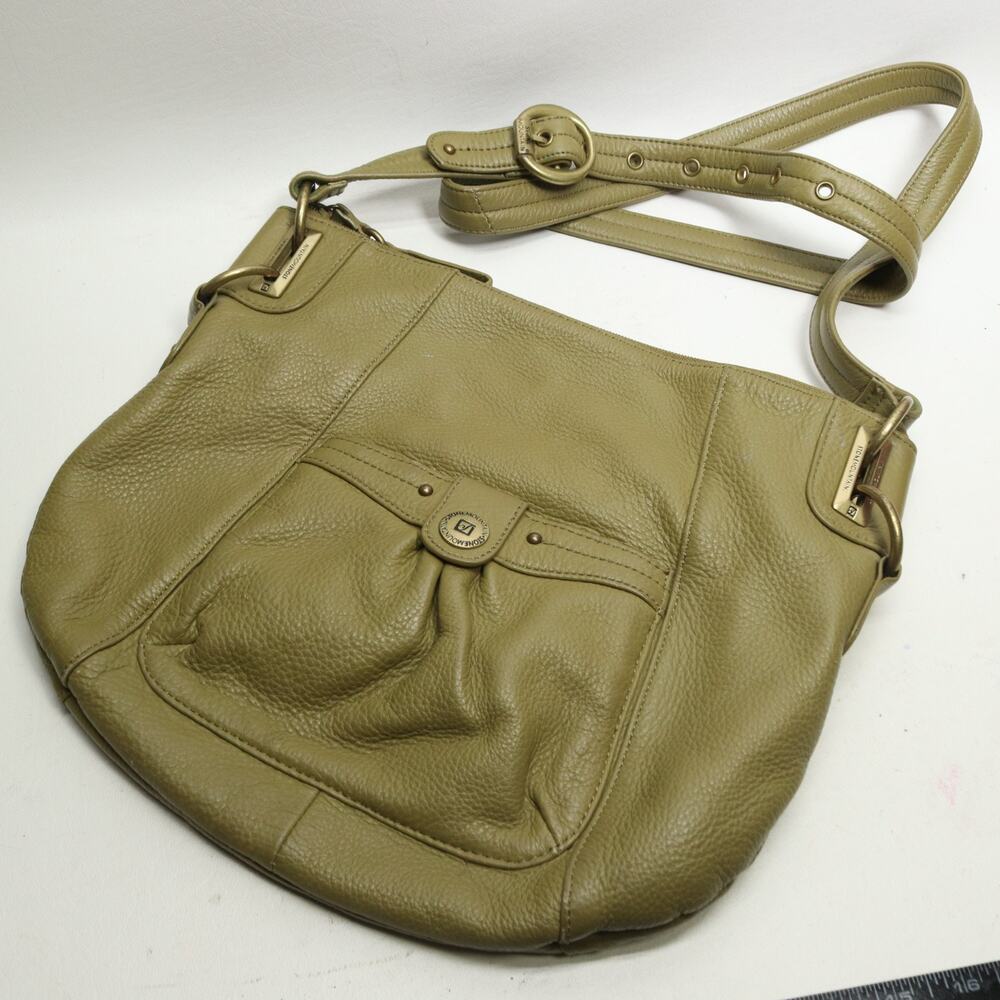 Stone Mountain Crossbody Handbag Women M Olive Green Pebble Leather Lined Bag